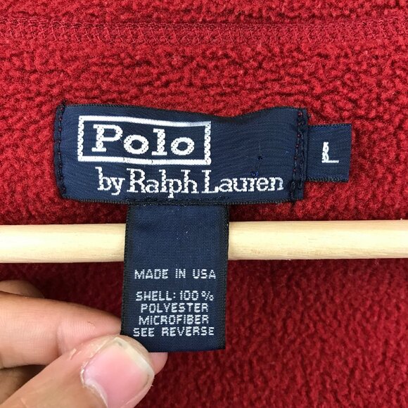 Vintage Polo Ralph Lauren Fleece Sweater Vest Large Red Made In Usa 90s - Picture 7 of 9
